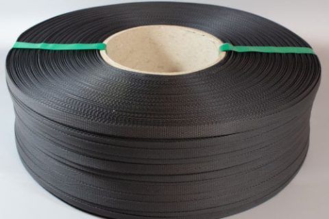 Rollo de fleje de polipropileno negro de 1200m y 13x0,9mm